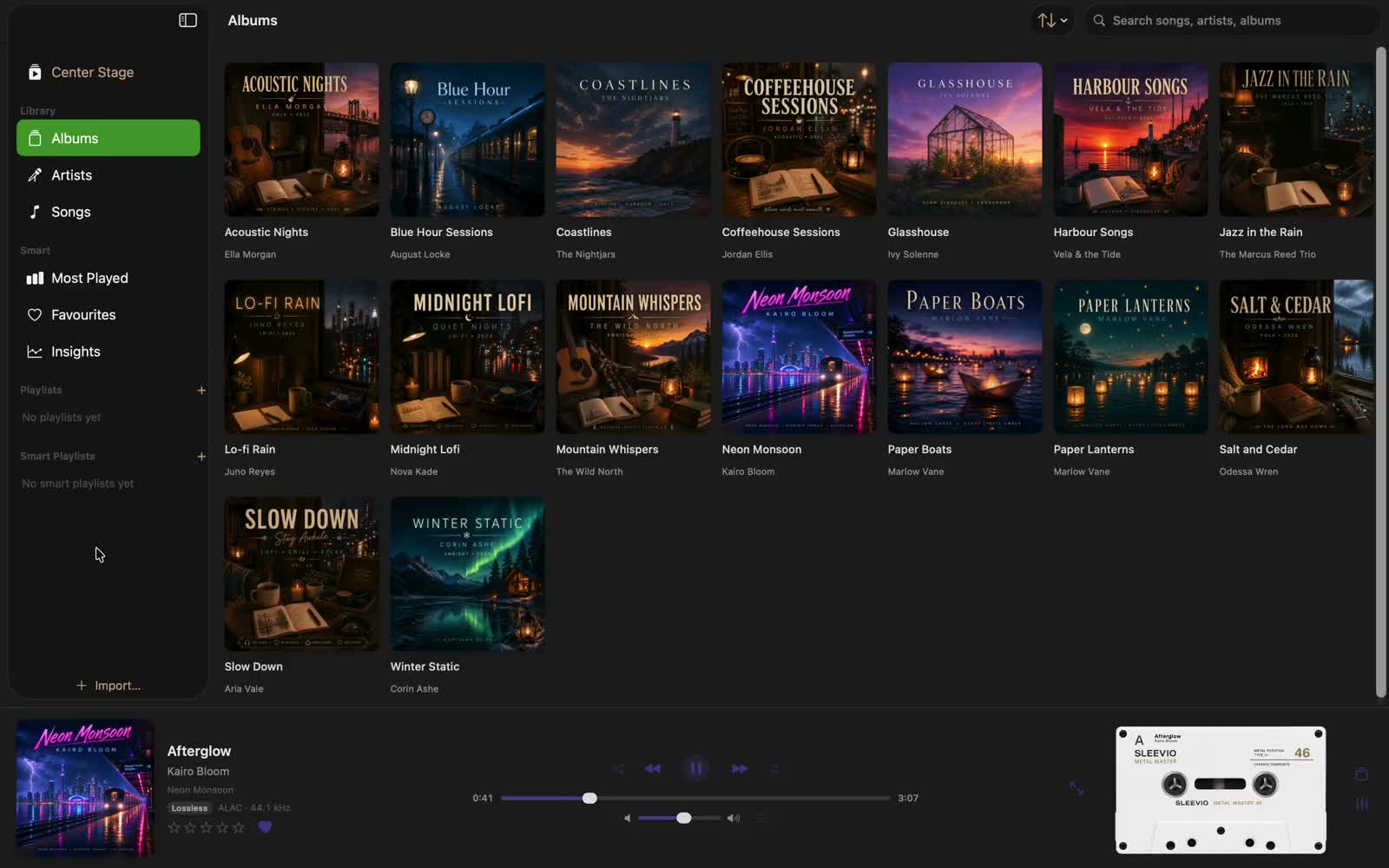 Sleevio — the album library and Center Stage console