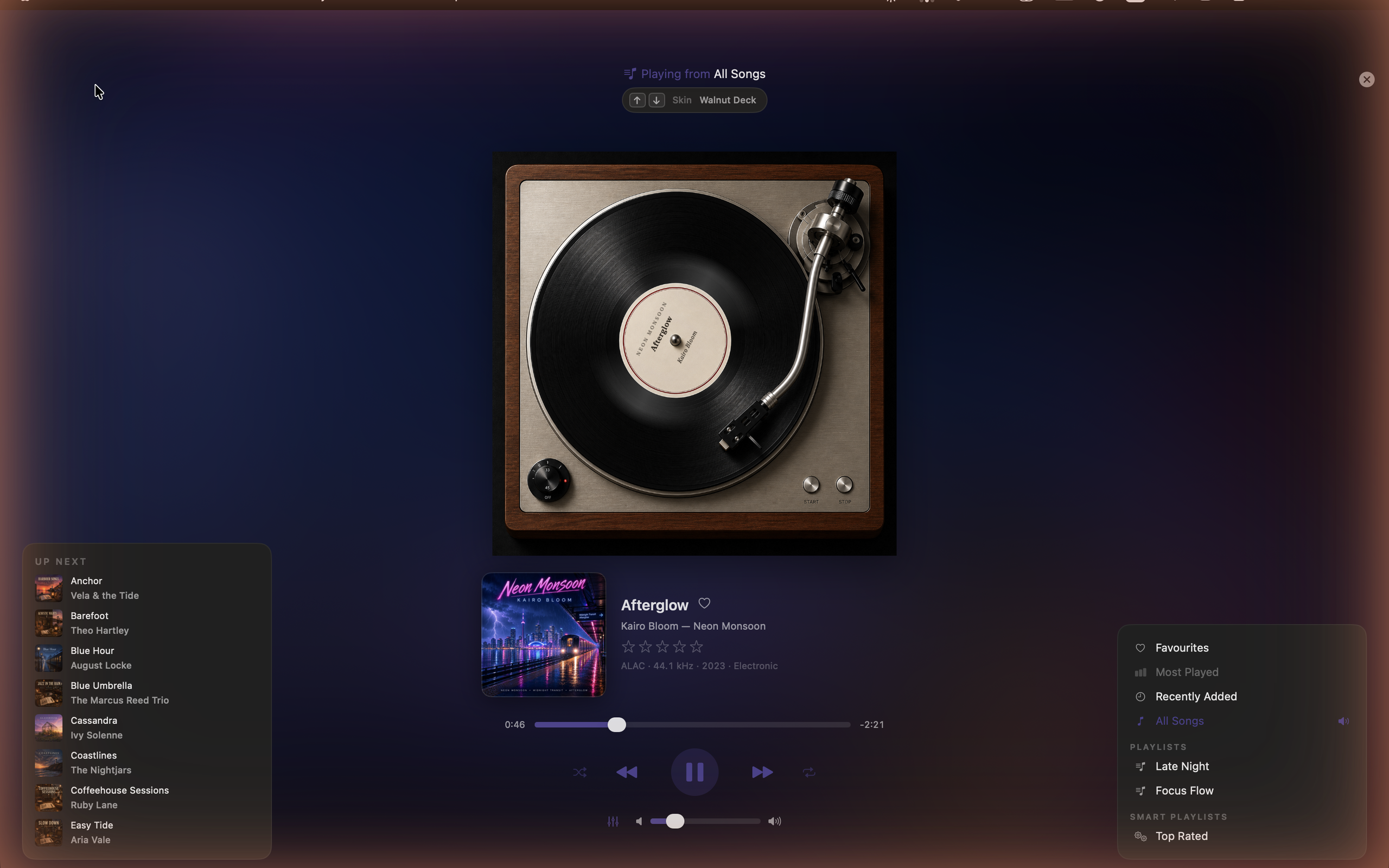 Sleevio Center Stage — a full-screen turntable now-playing console